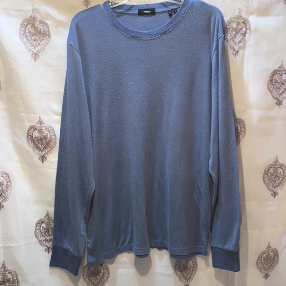 THEORY BLUE LONG SLEEVE TEE SCOOP NECK SZ XL